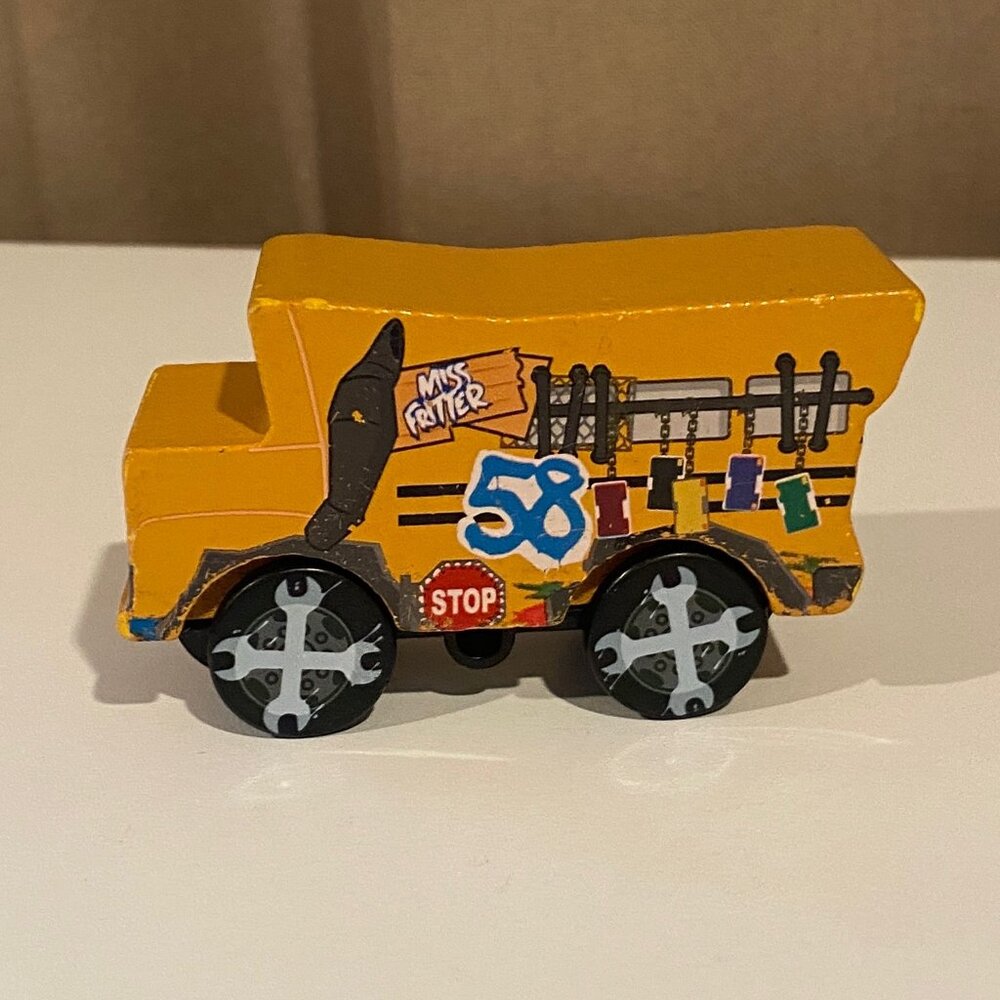 Disney Pixar Cars Wood Track Miss Fritter School Bus‎ RARE 3"x2" Thunder Hollow
